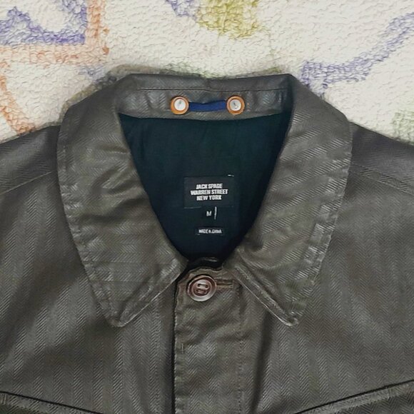 Jack Spade Military Style Field Jacket Mens Medium Waxed Cotton Herringbone - Picture 8 of 16